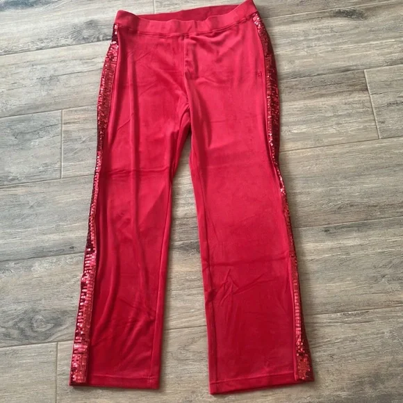 💋Juicy Couture set bling sequins red velour 2 piece set sz XL NWT - Picture 7 of 17